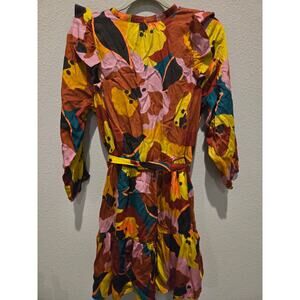 Marine Layer Elise Mini Dress M Multicolor Floral Long Sleeve Casual